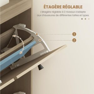 Meuble à chaussures (4 compartiments, 20 paires)